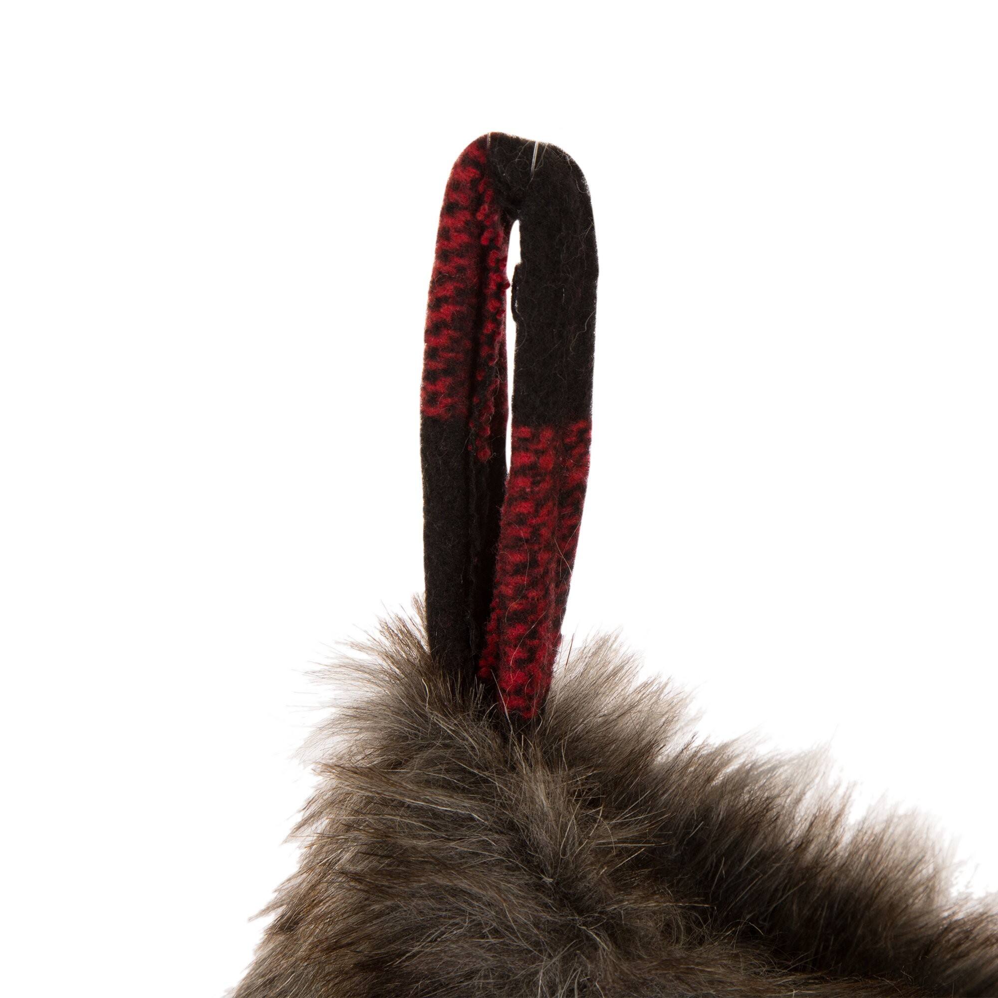 Glitzhome® 21" Fur Black & Red Buffalo Plaid Stocking